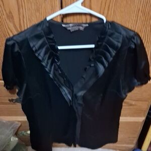 Chic Black Ruffled Women's Blouse